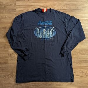 90s vintage Coca Cola Men's Navy Blue Long Sleeve graphic tee M